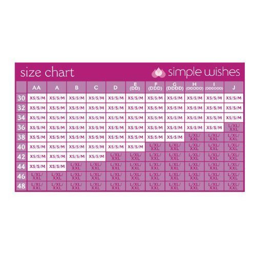 Simple Wishes Hands Free Pumping Bra sizing chart